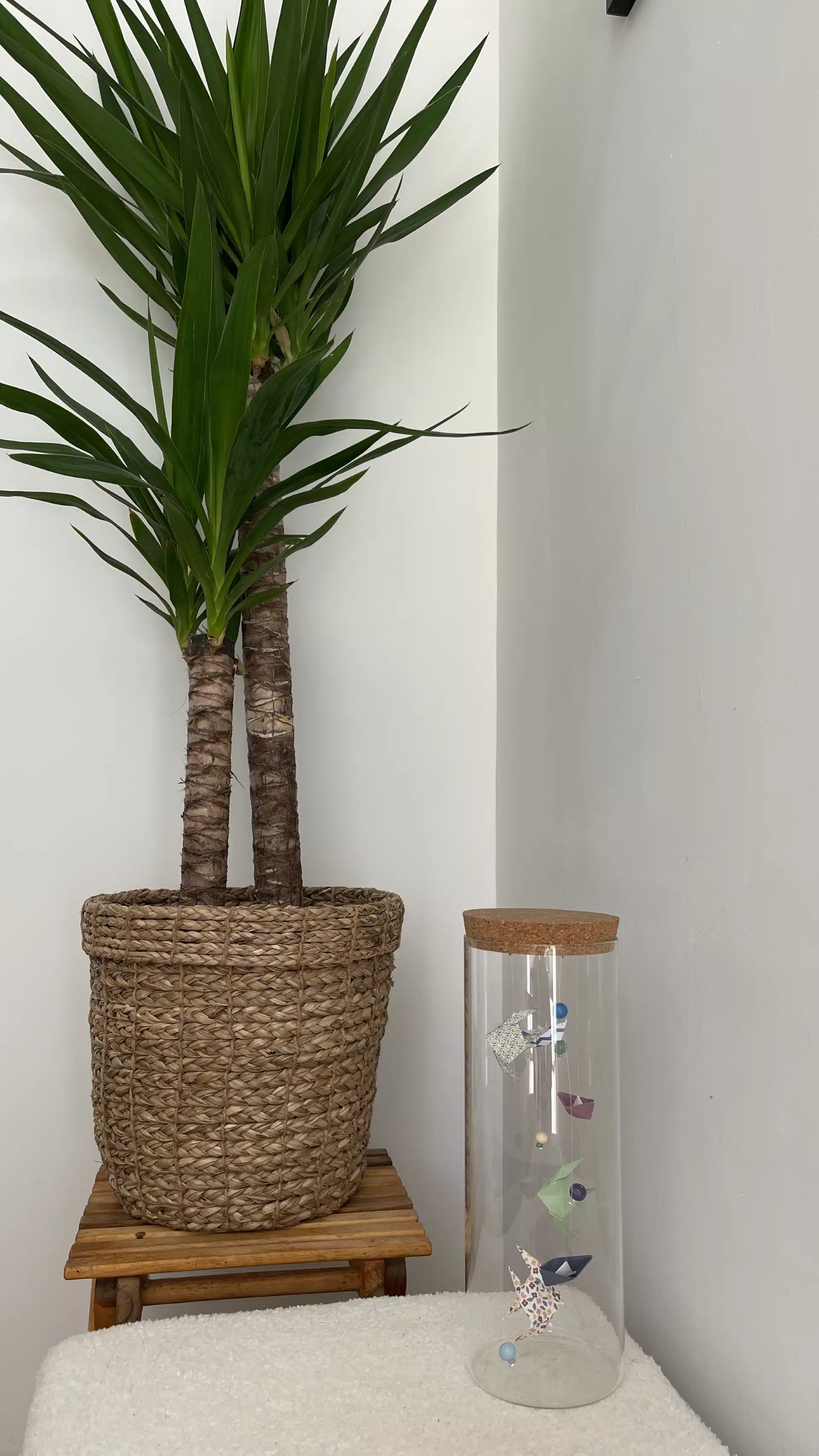 bocal en verre poissons et bateaux en origami